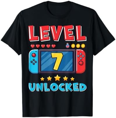 Amazon.com: Level 7 Unlocked T-Shirt 7th Birthday Party Gamer T