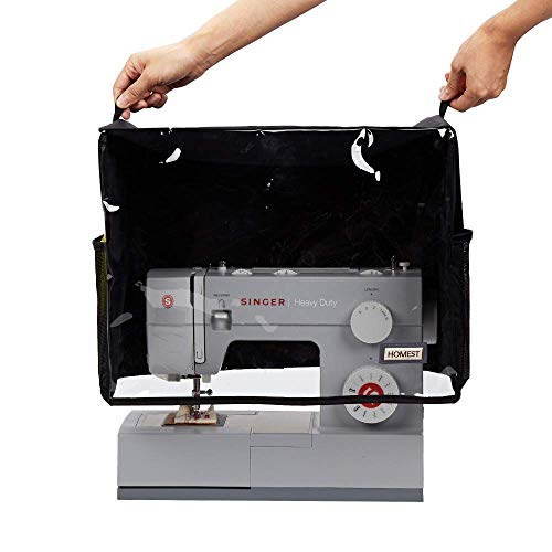 HOMEST Visible Sewing Machine Dust Cover with Storage Pockets for