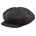 The Hat Depot 100% Cotton Plain Blank 6 Panel Newsboy Gatsby Apple Cabbie Cap Hat Made in USA (Black)