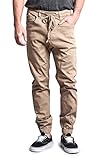 Victorious Mens Twill Jogger Pants (Large, Wheat)