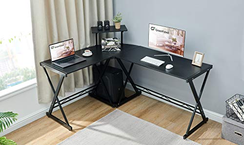 GreenForest L Shaped Desk 58 inch Reversible Corner Computer Desk with Movable Shelf and CPU Stand, Gaming Desk with… - Image 2