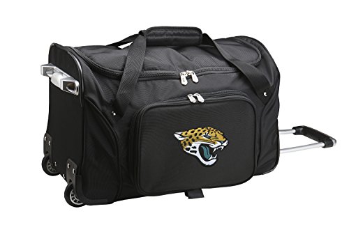 NFL Jacksonville Jaguars Wheeled Duffle Bag, 22 x 12 x 5.5, Black