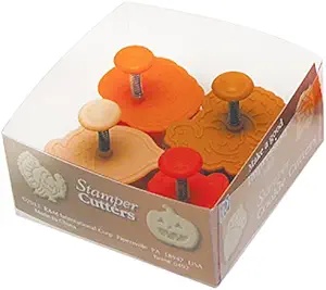 R & M International 492 Pastry/Cookie/Fondant Stamper, 2-Inch, Thanksgiving - Turkey, Acorn, Pumpkin, Oak Leaf
