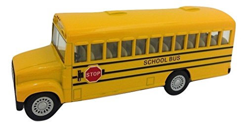 6" Die Cast Long-Nose School Bus with Pull-Back Action and Open-able Doors