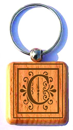 Monogrammed Wood Key Chain (Letter C)