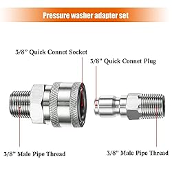 Hotop 2 Sets NPT 3/8 Inch Stainless Steel Male and