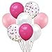 Girl Birthday Party Balloons 50 Count-Rose Red Pink Withe Latex Balloons and Confetti Balloons For Girls Birthday Bride Wedding Unicorn Party