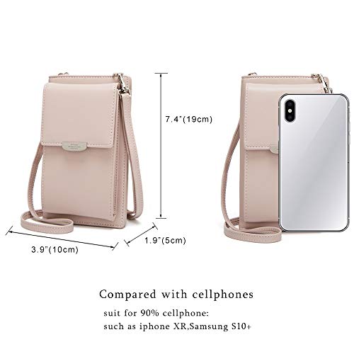 Kingto Cellphone Purse Small Cross body Bag Waterproof Smartphone Wallet Phone Holder for Women (pink two)