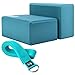 REEHUT Yoga Block (2 PC) and Metal D Ring Yoga Strap(1 PC) Combo Set, 9″ x 6″ x 4″High Density EVA Foam Block to Support and Deepen Poses, 8FT Yoga Belt for Stretching, General Fitness Turquoisethumb 3