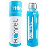 Kanrel Glass Drinking Water Bottle 32 oz with Silicone Sleeve Cover Protector (1 Litre XL) Eco Friendly, Essential Oil & Dishwasher Safe