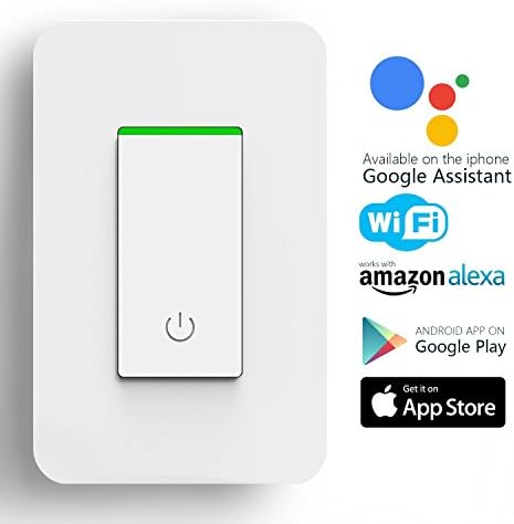Smart Light Switch, WIFI Alexa Smart Switch Work with Amazon Alexa & Google Home, Timing Function, Overload Protection, No Hub Required (1-Pack)