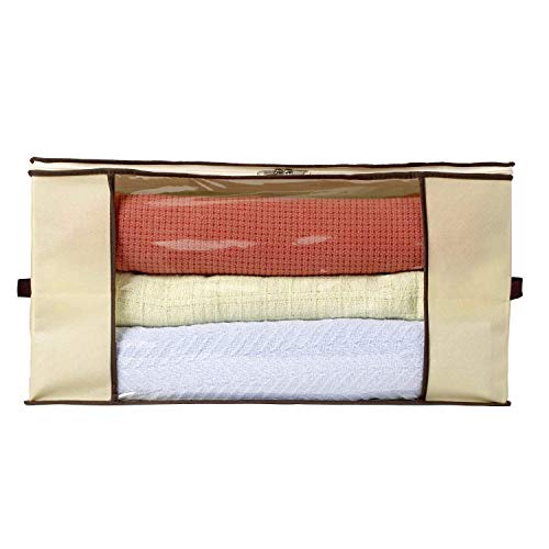 Ziz Home Blankets Clothes Storage Bag 3 Pack Breathable Anti-Mold Material Closet Organization Used for Linen Storage Blanket Storage Sweater Storage Duvet Storage Bags Eco-Friendly Clear Window