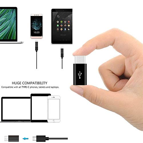 Micro USB to USB C Adapter Type C Adapter Connector for Charging and Data Sync and Keyboard, Mouse, Memory and Devices in Type C Phone and Laptop Ports (Black, 5Pack)