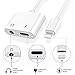 Lightning to 3.5mm Aux Headphone Jack Audio Adapter for iphone 7/8/X/7 plus/8 plus (Support iOS 10.3, iOS 11), Cone 2 in 1 Lightning Adapter and Charger (White)