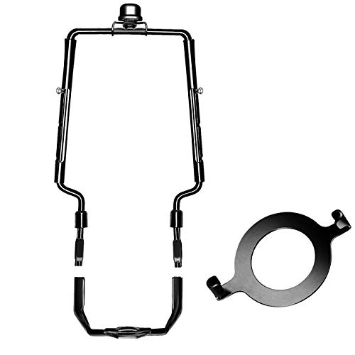 ECUDIS Adjustable Lamp Harp 8'' 9'' 10'' Suit for Any Lamp Style - Fits Regular Saddle Base or UNO Collar Ring Adapter for E26 phenolic Socket
