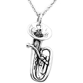 KEVIN N ANNA Sterling Silver 3D Tuba Charm Necklace, 18"