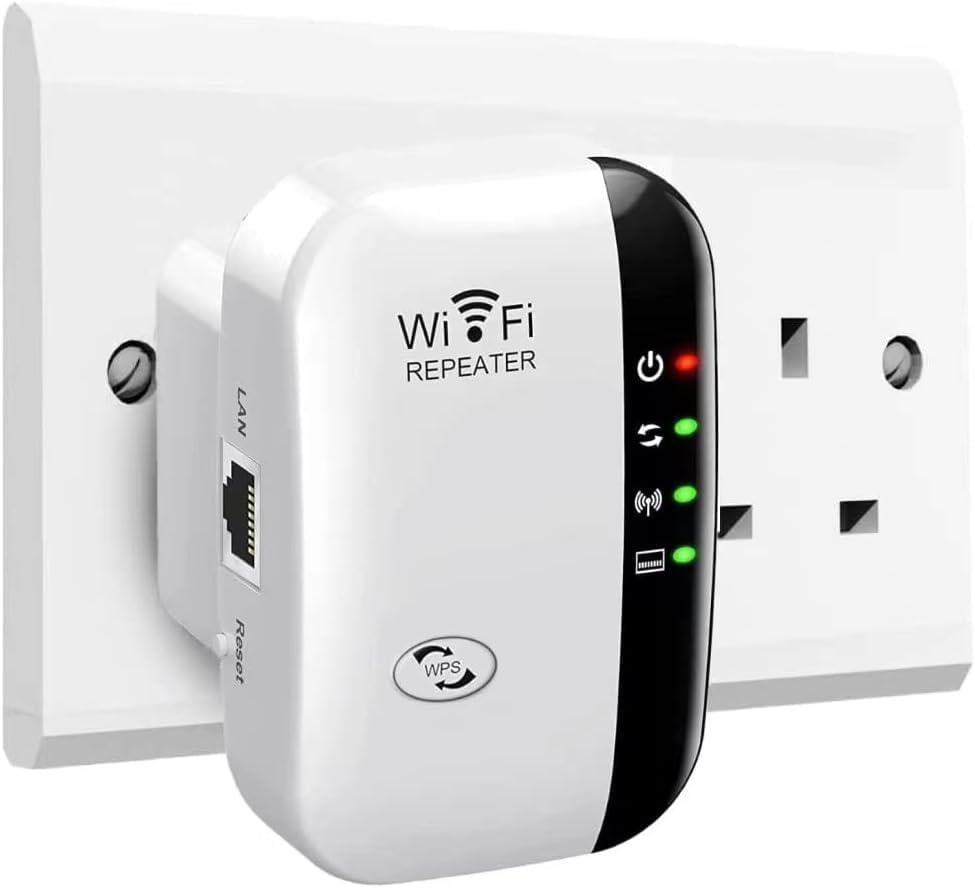 Ubcwin WiFi Booster Extender Repeater 3650 Sqft 45 Devices Ethernet Port White