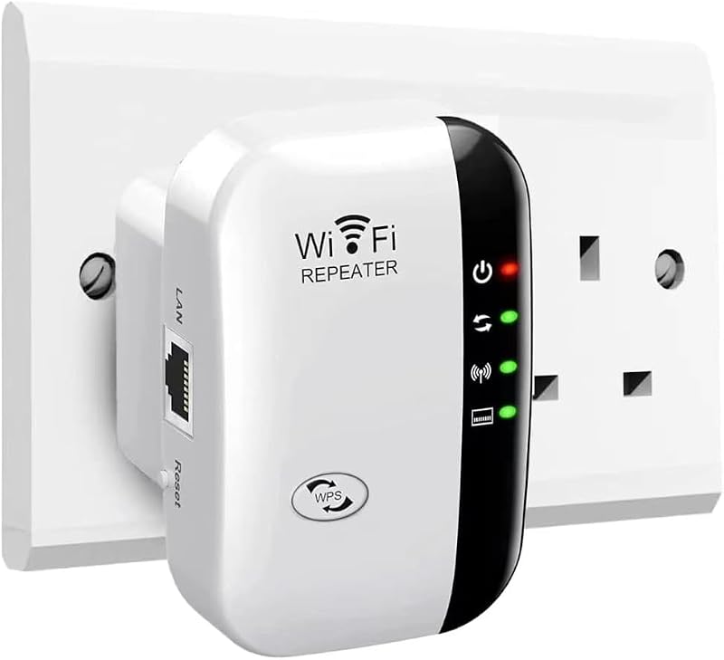 Ubcwin WiFi Booster Extender Repeater 3650 Sqft 45 Devices Ethernet Port White