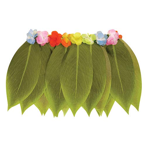 HENBRANDT Hula Leaf Skirt With Flowers Hawaii Fancy Dress