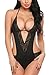 Avidlove Women V Halter Lingerie Lace Babydoll Mini Bodysuit One Piece Teddy Black M