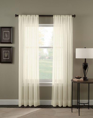 Curtainworks Trinity Crinkle Voile Sheer Curtain Panel, 51 by 84", Oyster