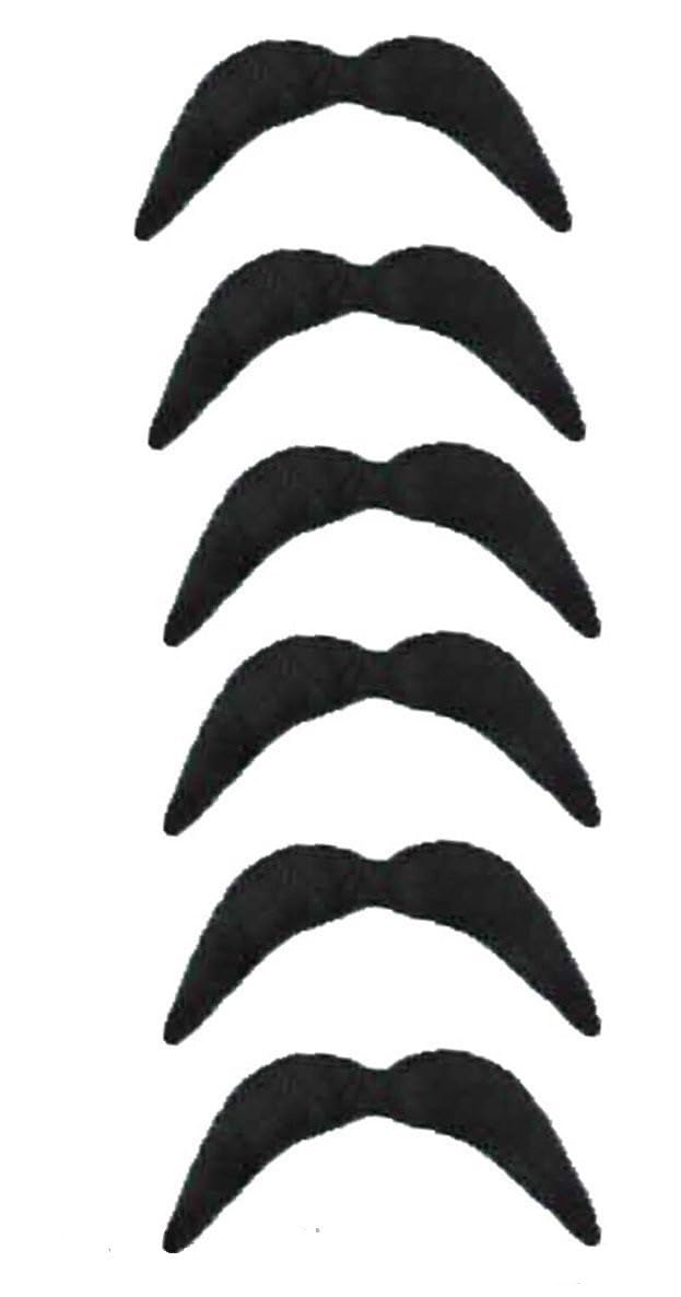 Komonee 6 x Mexican Moustache Black Halloween Bandit Mustache For Fancy Dress Up Costume Fake Hair Accessory Outfit Novelty Joke โ image 1