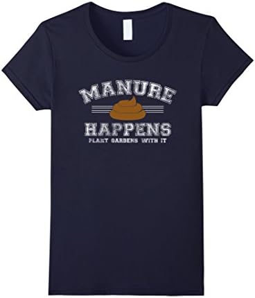 Women's Master Gardener T Shirt- Manure Happens Plant Gardens. XL Navy