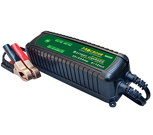 Mroinge MBC055, 6V/12V 5.5A Smart Vehicle Battery Charger Maintainer for Cars Motorcycles RVs TVs Boat for Normal Lead Acid Gel AGM Sealed Wet or 12V-Lithium(LiFePO4) Batteries, with IP65 Waterproof