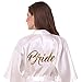 JOYTTON Women's Wedding Party White Satin Kimono Robe with Gold Glitter Bride