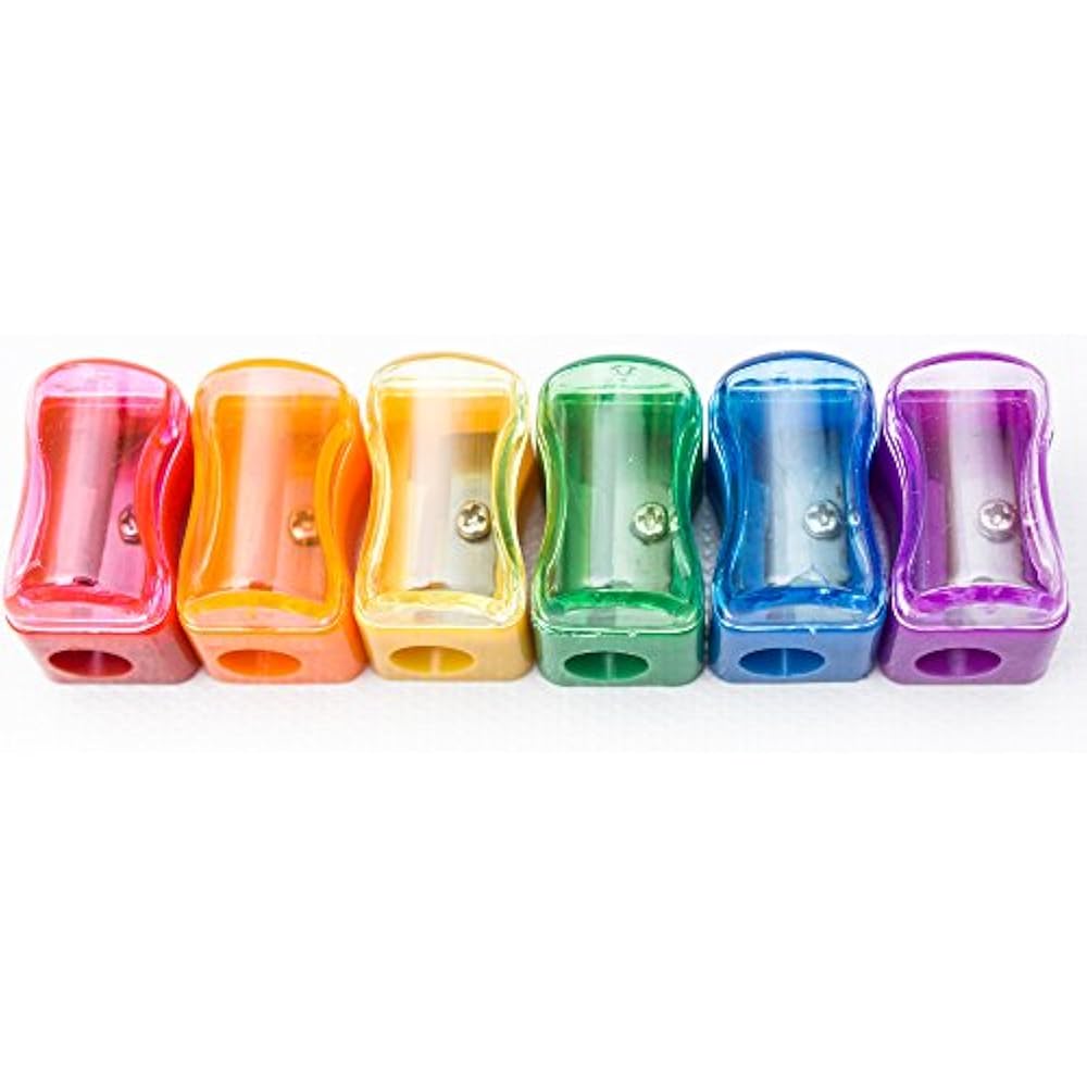 AU204 72 Pack Kids Plastic Manual Pencil Sharpener With Cap Bulk Set