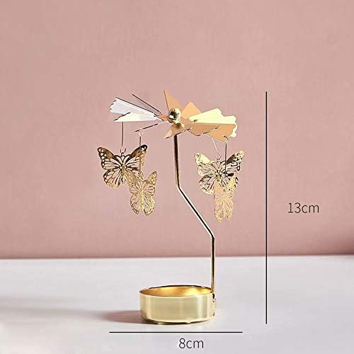 XUELIANG Rotary Metal Butterfly Rotary Tea Light Candle Holder Stand Light Xmas Gift - GZ Christmas Decoration,Halloween,Candlestick Night Supplies Gold