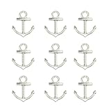 Pack of 50 mini Anchor Charms Pendant Clock Watch Wheel Gear for Crafting, Jewelry Making Accessory(50pcs Anchor silver)