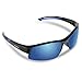 RIVBOS Sports Polarized Sunglasses Driving Glasses for Men Women Tr 90 Flexible Frame for Cycling Baseball Running 841 (Black&Blue(ice blue lens))