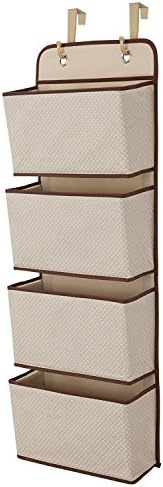 Hanging Storage Bag Organizer Over Door Cloth Jewelry Storage Ganchos Closet Toy 4 Tier Beige