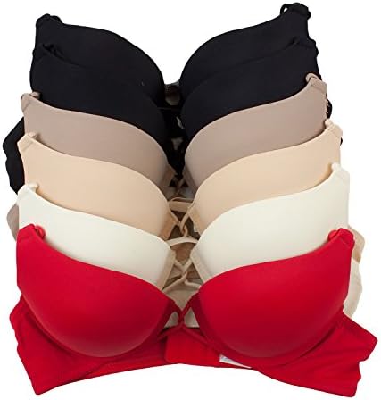 Barbra's 6 Pack Super 2 Sizes up Double Push up Bra With Red Color (34C)