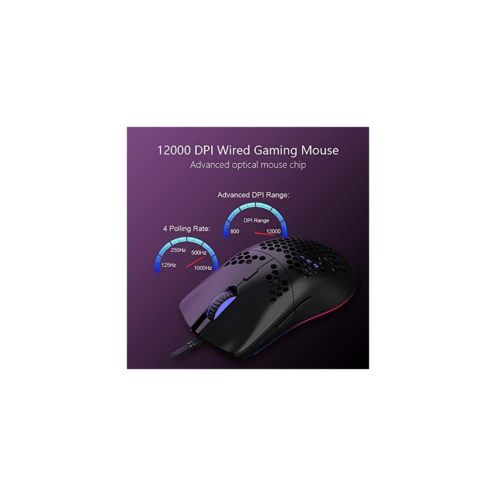 RedThunder M6 Lightweight Gaming Mouse Ultralight Ultraweave Cable