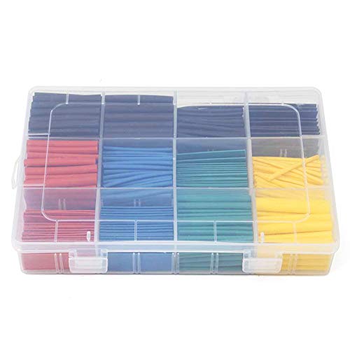 Heat Shrink Tubing 2:1 Electric Insulation Tube Kit Flame Retardant Wrap Cable Sleeve 530pcs 5 Colors 8 Sizes with Storage Box