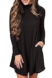 Mulisky Women's Crewneck Long Sleeve Big Pockect Knitted Casual Sweater Dresses