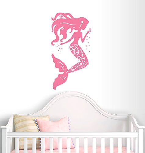 Mermaid Wall Decal Nursery Decor - Girl Decor - Home Decor - Beach Theme (28" x 14.4")