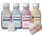 NE IMAGE© - 4 Color Toner Refill Kit + 4 Chips for Konica Minolta MagiColor 1600W, 1650EN, 1680MF, 1690MF