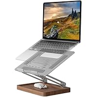 muso wood Laptop Stand for Desk, Laptop Riser with Walnut Storage Base, Adjustable Laptop Stand, Ergonomic Wooden Laptop Vent