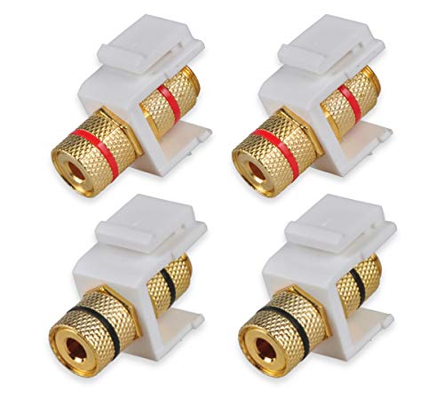 DCFun Speaker Binding Post Banana Keystone Jack Inserts Connector for Wallplate - Pack of 4 - Thumbnail 4