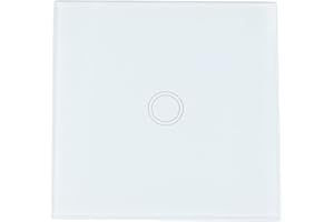 1-Gang 1-Way Touch Light Switch with Tempered Glass Panel, Capacitive Touch Control, No Neutral Wire Required, LED Indicator,