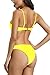 QINSEN Womens High Cut Bikini Beachwear Cami Crop Tank + Brazilian Style Thong 2PCS Swim Outfit Yellow S