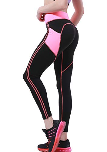 OVESPORT Women High Waist Ankle Length Workout Skinny Active Yoga Sports Leggings(2060Pink,L) - Thumbnail 7
