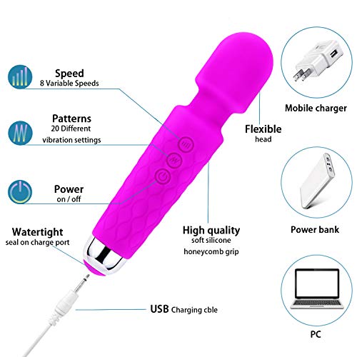 image for Deegotech Wand Massager for Women, 8 Powerful Speeds & 20 Vibration Mo