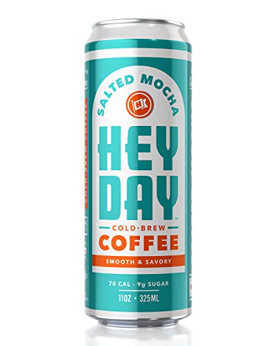 HEYDAY | Cold-Brew Coffee | Salted Mocha | 11 Fl Oz (pack of 12) | Nitro Infused for Freshness | Fair Trade Certified | Non-GMO