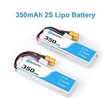 BETAFPV 2pcs 350mAh 2S Lipo Battery 35C/70C 7.4V with XT30 20AWG Silicone Wire for 2S Whoop Drone Beta75X Brushless Drone