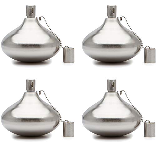 Table Torch for Backyard or Patio, Steel with Fiberglass Wick, Set of 4