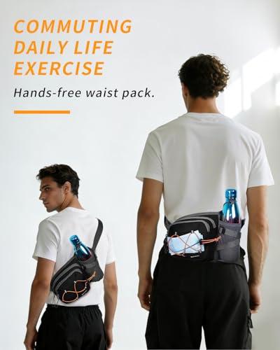 Sportsnew Bum Bag Fanny Pack with Water Bottle Holder, 2L Light Waist Bag, Water-Resistant for Hiking Running Cycling Dog Walking Travel